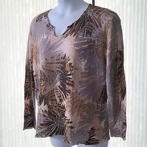 Sigrid Olsen Flower Print V Neck Sweater